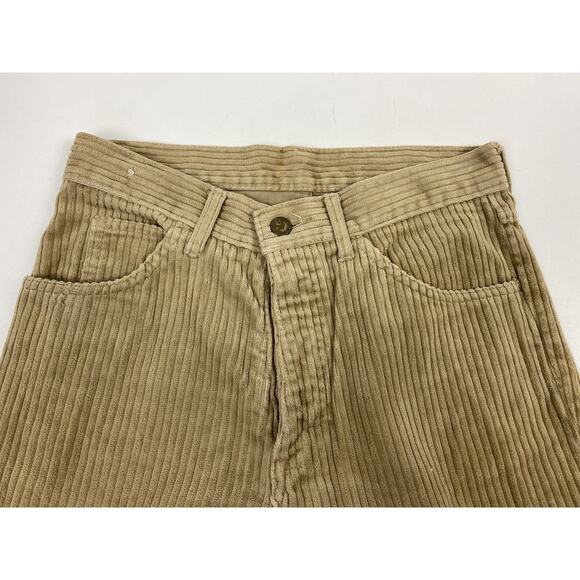 Vintage 70s Brittania Straight Corduroy Pants Teens 28x33 Khaki Beige USA Rare - Picture 5 of 15